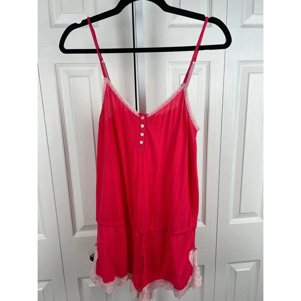 Victoria’s Secret Pink Lace Trim Sleep Romper Small‎ Y2K Modal Lounge